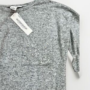 WORKSHOP Republic Size M Heather Grey Pearl Soft Knit Top Athleisure Casual